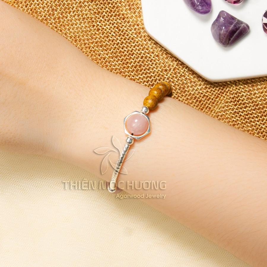 Vòng tay trầm hương tự nhiên mix charm bạc 925 cao cấp - Thiên Mộc Hương - Trầm Tốc Lào - Đá Thạch Anh