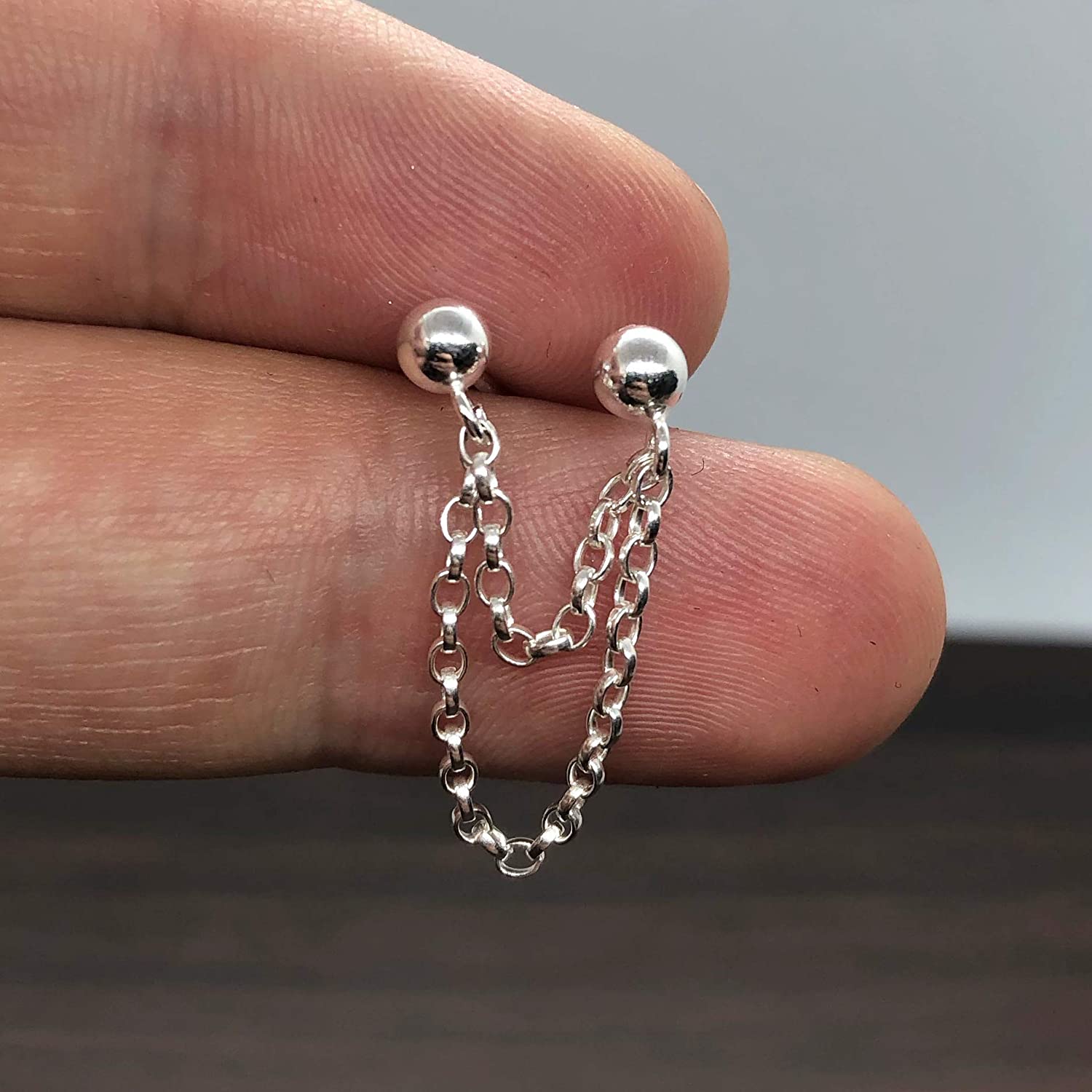 Bông tai lỗ đinh unisex phiên bản xích đôi hiện đại thời thượng