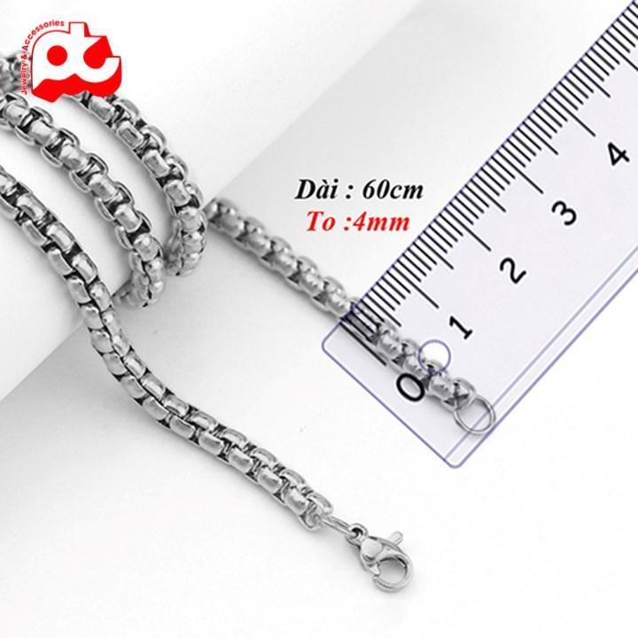 Dây chuyền nam nữ dây xích nam titan thép không gỉ bông dừa khít trangsucpt kích cỡ 4mm PTDCNA48