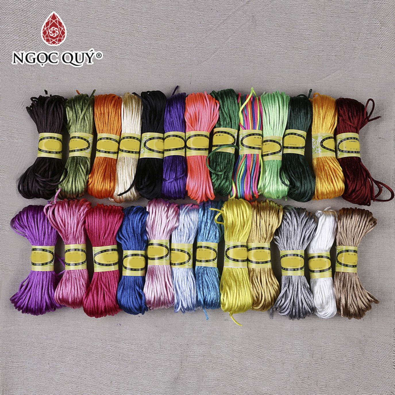 Bó 10m-20m dây tim bóng handmade loại 1,5mm - Dây vải bóng 1.5mm để đan vòng, thắt dây handmade - Ngọc Quý Gemstones - Bó 20m - Đa sắc