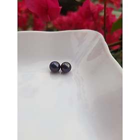 Đôi Bông Tai Ngọc Trai Cao Cấp Màu đen xám  Size 7mm tự nhiên Mệnh thủy mộc  Nữ về bọc làm đôi bông tai vàng đeo cực kỳ xinh ạ