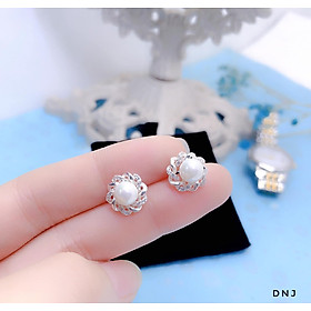 Bông tai bạc treo trai chất liệu bạc s925 MS058a