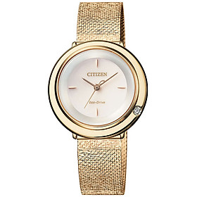 Đồng Hồ Nữ Citizen Đính Kim Cương Dây Thép Không Gỉ EM0643-84X - Mặt Vàng Hồng (Sapphire)