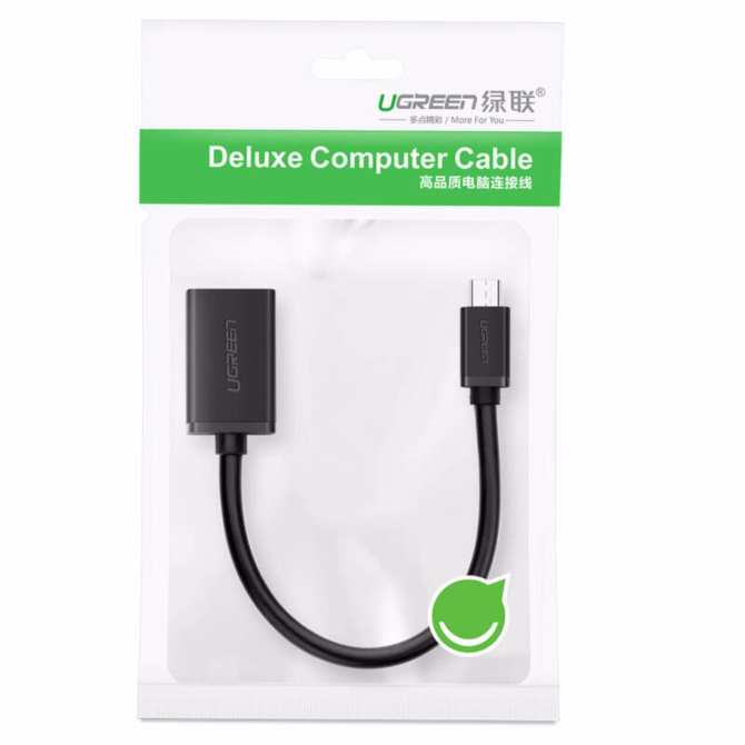 Dây Micro USB 2.0 OTG dạng tròn dài 15cm UGREEN 10396 (màu đen) - Hàng chính hãng