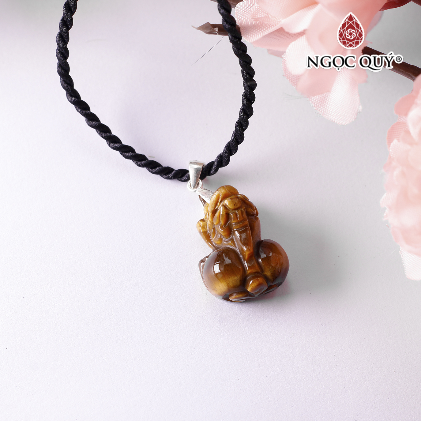 Mặt dây chuyền đá mắt hổ vàng nâu mệnh thổ , kim - Ngọc Quý Gemstones