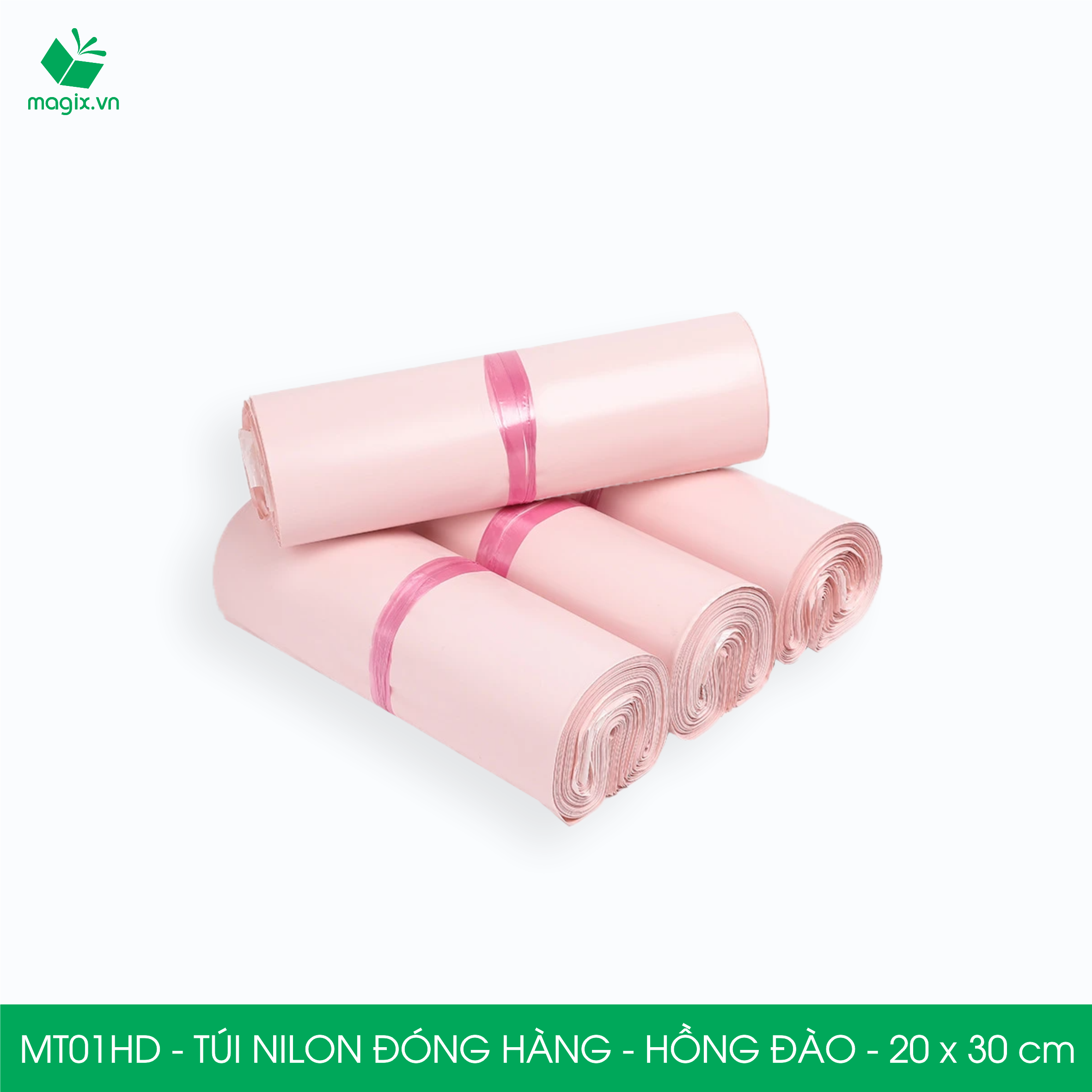 MT21HD - 32x45 cm - Túi nilon gói hàng - 100 túi niêm phong đóng hàng màu hồng đào
