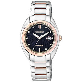 Đồng Hồ Nữ Citizen Đính Kim Cương Dây Thép Không Gỉ EM0315-59E - Mặt Đen (Sapphire)