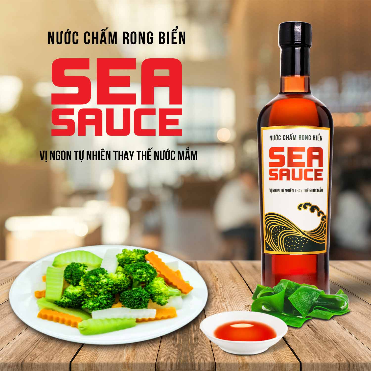 Nước chấm Rong Biển Làng Chài Xưa Sea Sauce chai thủy tinh 500ml/chai Làng Chài Xưa - Chay mặn đều dùng được
