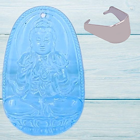 [Tuổi Mùi, Thân] Mặt Dây Chuyền Phật Đại Nhật Như Lai Đá Pha Lê Xanh Lam 3.6cm - Mặt Size Nhỏ - Tặng Kèm Móc Inox - Phong Thủy 868 - May Mắn - Bình An