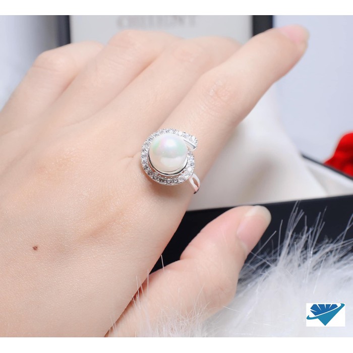 Nhẫn bạc nữ mặt gắn trai chất liệu bạc s925 MS0902