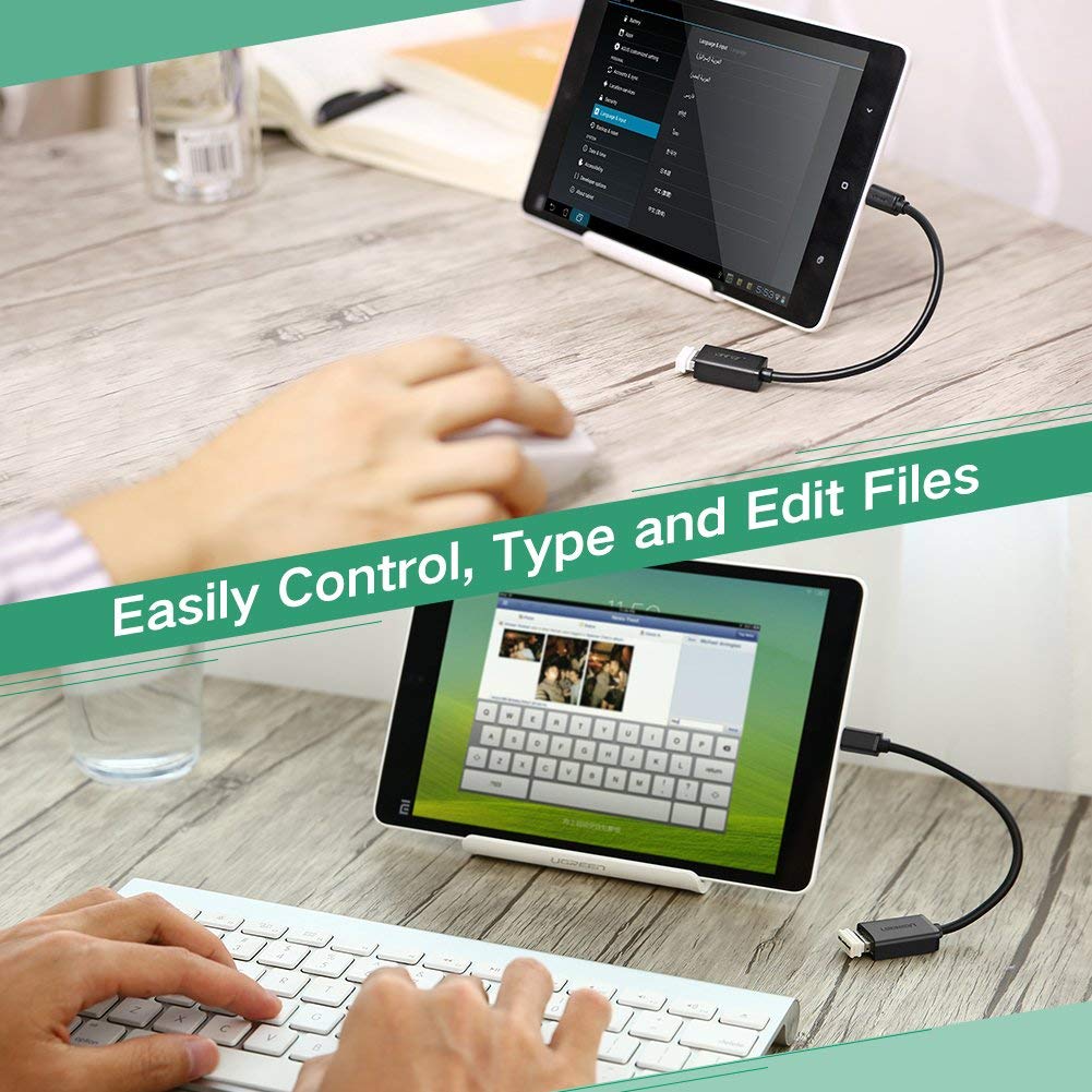 Dây Micro USB 2.0 OTG dạng tròn dài 15cm UGREEN 10396 (màu đen) - Hàng chính hãng