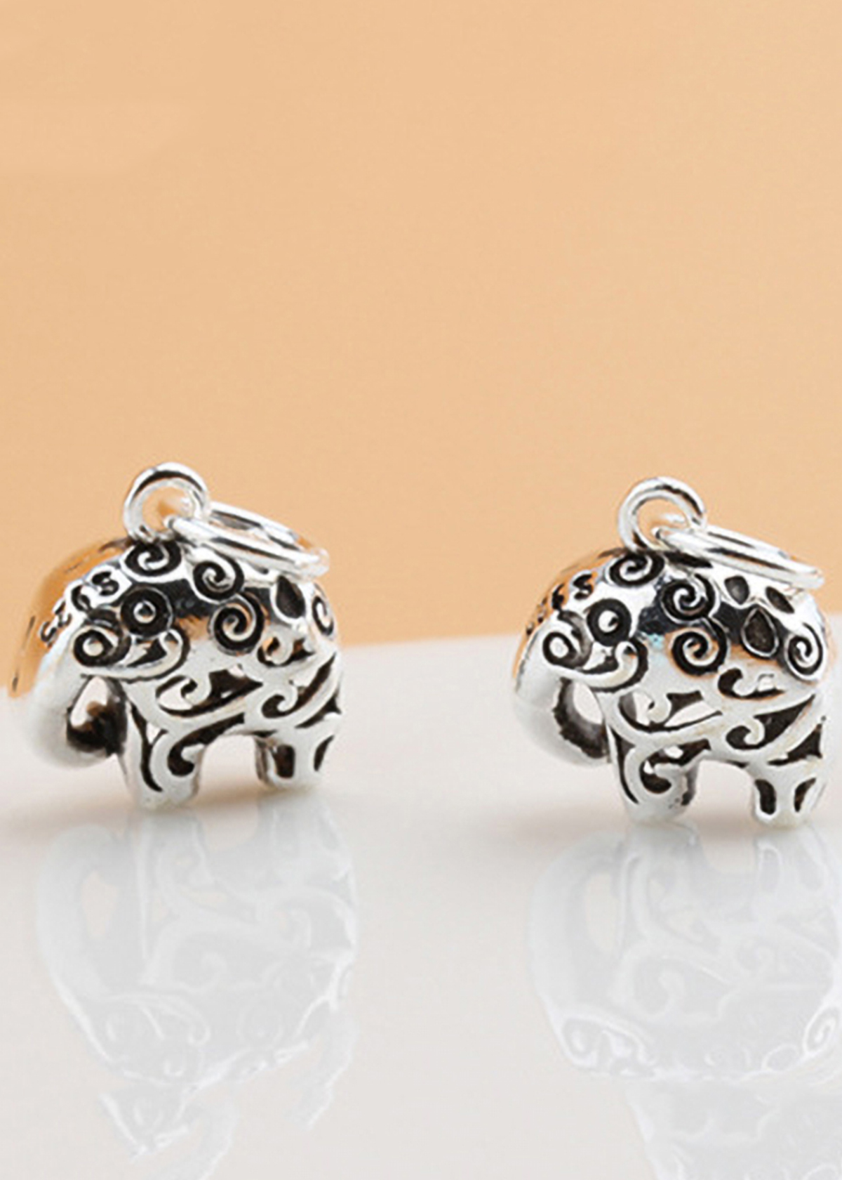 Combo 2 cái charm bạc hình con voi treo - Ngọc Quý Gemstones