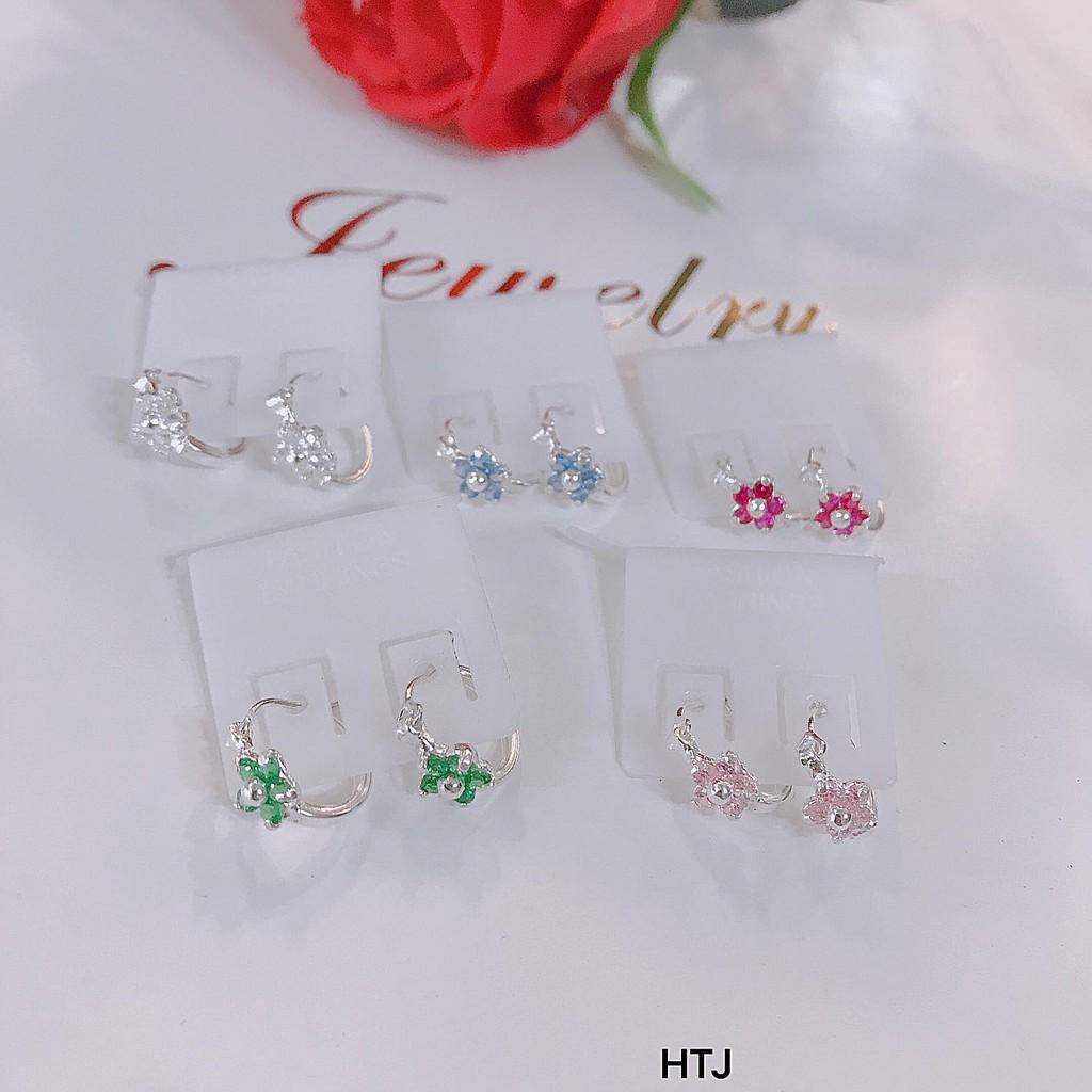 Bông tai trẻ em hình nơ chất liệu bằng bạc ta MS05c