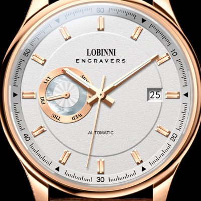 Đồng hồ nam chính hãng LOBINNI L17017-2 full box,hàng mới 100% ,kính sapphire chống nước,chống xước,dây da xịn ,kiểu dáng đơn giản ,mặt trắng size 40mm 
