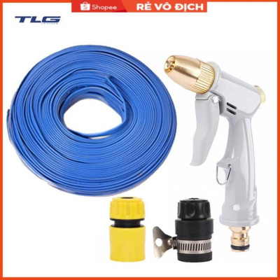 Bộ dây và vòi xịt rửa xe tưới cây tăng áp 7-10M (cút nhựa nối nhựa đen 713-2) 206846