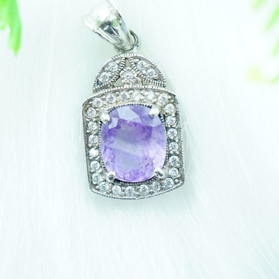 Mặt dây chuyền thạch anh tím Amethyst tự nhiên kiểu đơn giản