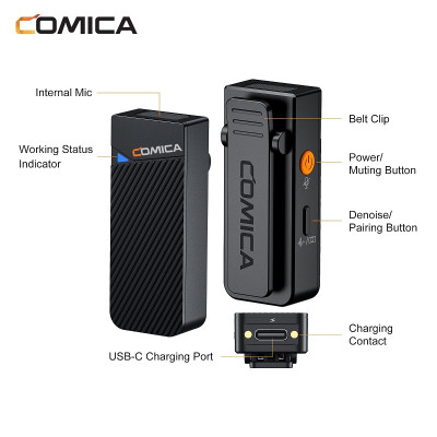 Micro Cài Áo Không Dây 2.4G Comica Vimo C1/C2/C3 Cho Điện Thoại & Máy Ảnh, Máy Quay - Hàng Chính Hãng