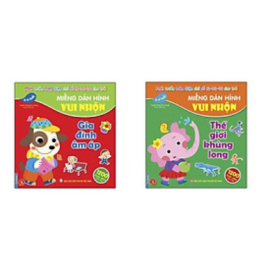 Sách - Miếng Dán Hình Vui Nhộn - Thế Giới Khủng Long + Gia Đình Ấm Áp 2 - 6 Tuổi - Combo 2 Cuốn - Minh Thắng