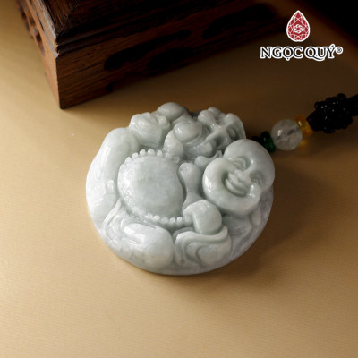 Mặt dây chuyền phật di lặc cẩm thạch A 45mm mệnh hỏa mộc - Ngọc Quý Gemstones