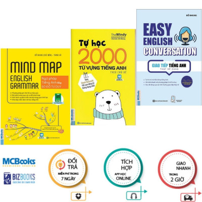 Sách - Ngữ Pháp Tiếng Anh Bằng Sơ Đồ Tư Duy Cho Người Học Căn Bản + Giao Tiếp Tiếng Anh Thật Dễ Dàng + Tự Học 2000 Từ Vựng Tiếng Anh Theo Chủ Đề - Combo 3 Cuốn - MCBooks