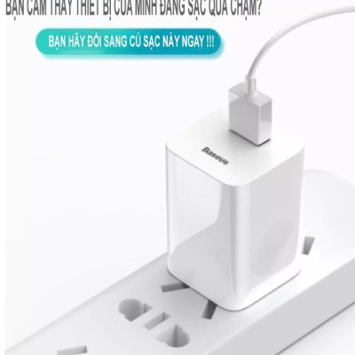 Cóc củ sạc nhanh 24W trang bị Quick Charger 3.0 hiệu Baseus Wireless Charging Quick Charger (Sạc nhanh QC 3.0, công suất 24W, trang bị chip sạc thông minh) - Hàng nhập khẩu