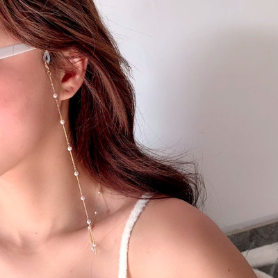 Dây đeo gọng kính chuỗi hạt châu trắng nhỏ đẹp phong cách cá tính unisex phụ kiện đeo khẩu trang đeo tai nghe không dây