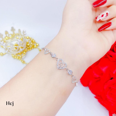 Lắc tay nữ thời trang 2 sợi chất liệu bằng bạc Ý MS0140