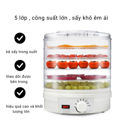 Máy sấy thực phẩm gia đình sấy khô siêu nhanh sấy hoa quả thịt cá tôm mực cực tiện.