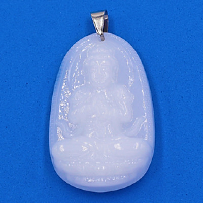 Mặt dây chuyền phật Như Lai Đại Nhật thạch anh trắng 5cm - phật bản mệnh tuổi Mùi, Thân