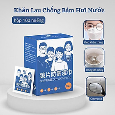 Hộp 100 miếng khăn giấy lau kính nano chống mờ sương, giấy lau kính chống trầy xước