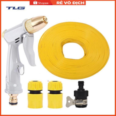 Bộ dây vòi xịt nước rửa xe, tưới cây tăng áp 3 lần, loại 15m (cút nhựa nối 713-1) 206846