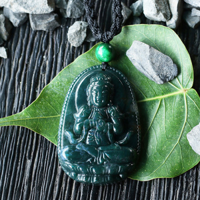 Mặt Dây Chuyền Đại Nhật Như Lai Đá Chalcedony Ngọc Quý Gemstones GA69 (5 x 3 cm)
