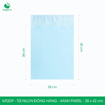 MT2DP - 28x42 cm  - Túi nilon gói hàng - 200 túi niêm phong đóng hàng màu xanh pastel