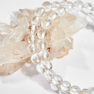 Vòng chuỗi hạt đeo tay 2 line đá thạch anh trắng 6mm mệnh thủy , kim - Ngọc Quý Gemstones