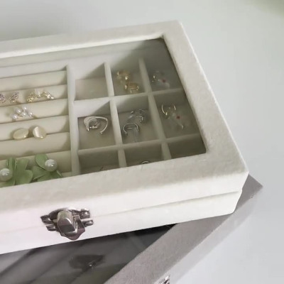 Hộp đựng trang sức bằng vải nhung trong suốt  , có khóa  sang trọng chống bụi cao cấp , chống oxy hóa hiện đại và tinh tế