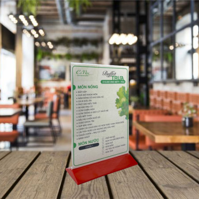 Kệ mica 2 mặt Enter E23 210x300mm đế màu A4 đứng, Kệ menu nhà hàng, Standee mica để bàn, Bảng quét mã QR Code