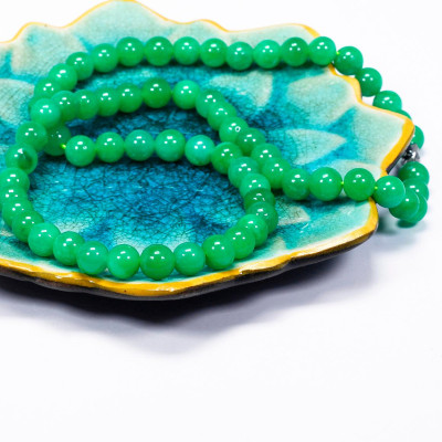 Chuỗi cổ đá cẩm thạch xanh lý size hạt 8mm mệnh hỏa, mộc - Ngọc Qúy Gemstones