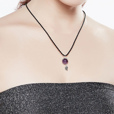 Mặt Dây Chuyền Thạch Anh Tím Charm Lá Ngọc Quý Gemstones DC10
