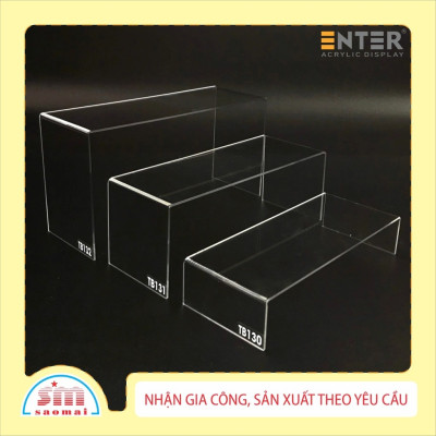 Kệ livestream, Kệ mica chữ U trong suốt để đồ đa năng, Kệ trưng bày mica 3 mặt uốn Enter TB130 200x80x40mm mica dày 3mm (20)