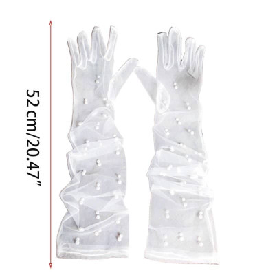 Găng tay trong suốt đính ngọc trai cho Cô dâu và Dạ hội, đi tiệc, sự kiện, lễ hội, chụp ảnh MS: 43645