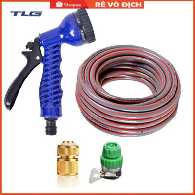 Bộ dây vòi xịt rửa xe, tưới cây, dọn dẹp nhà cửa 15m (cút đồng nối nhựa xanh) 206843