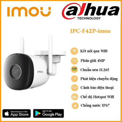 Camera IP Wifi Ngoài Trời Imou F22FP Bullet 2E Full HD 1080P CÓ MÀU BAN ĐÊM, KÈM PHÍCH CẮM ÂM - Hàng Chính Hãng