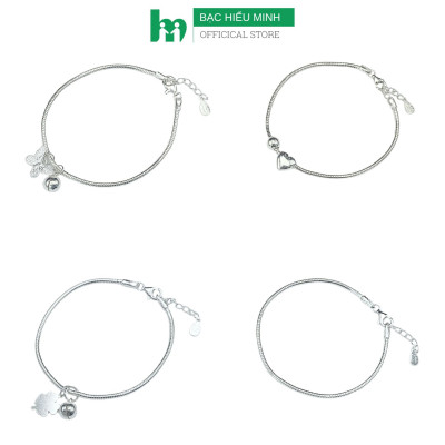Lắc Tay Nữ Bạc Ta Nguyên Chất S99 Dây Mì Mix Charm Chính Hãng BẠC HIỂU MINH LTU615