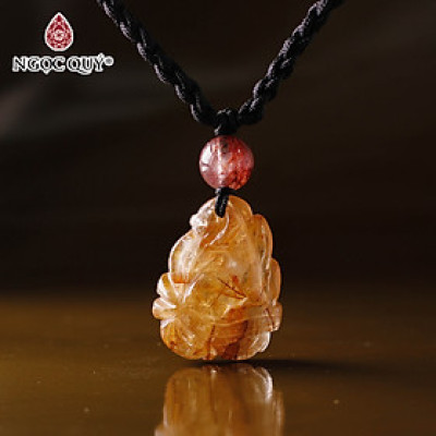 Mặt dây chuyền hồ ly thạch anh tóc cam 25x19mm mệnh hỏa, thổ - Ngọc Quý Gemstones