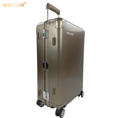 Vali tay kéo cao cấp chất liệu hợp kim nhôm nguyên khối MS1318 Macsim màu ti-gold cỡ 24inches