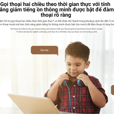 Camera quan sát Xiaomi C400 2,5K 4MP, Xoay 360, AI phát hiện con người, Wi-Fi 2.4GHz/5GHz, Bản quốc tế - Hàng chính hãng