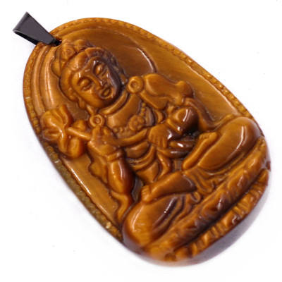 [Tuổi Ngọ] Mặt Dây Chuyền Phật Đại Thế Chí Bồ Tát Đá Mắt Hổ Size Nhỏ 3.6cm & Size Lớn 5cm - Tặng Kèm Móc Inox - Phong Thủy 868 - May Mắn - Bình An