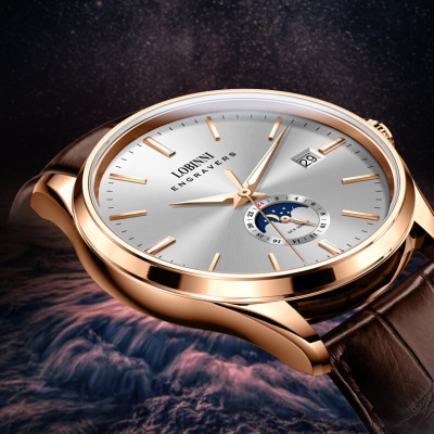 Đồng hồ nam chính hãng LOBINNI L19001-1 full box,hàng mới 100% ,kính sapphire chống nước,chống xước,dây da xịn ,kiểu dáng đơn giản ,mặt trắng đẹp