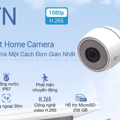 Camera IP Wifi hồng ngoại EZVIZ C3TN 2MP H256 - Hàng chính hãng