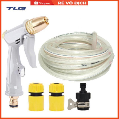 Bộ dây vòi xịt nước rửa xe, tưới cây tăng áp 3 lần, loại 20m (cút nhựa nối 713-1) 206846